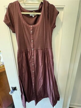 Sea Brown Button-Down Midi Dress